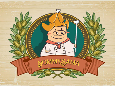 Nommysama food foodie logo pig