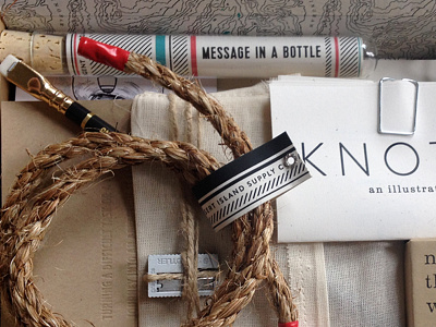 Survival Kit (coming together) journal kit kraft letterpress maps package rope survival test tube writing