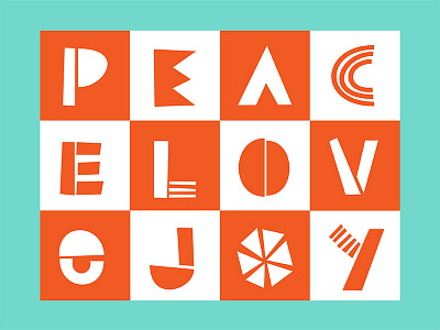 Peace Love Joy hand type holiday joy letters love peace stationery typography
