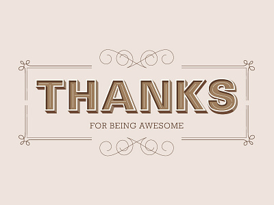 Thanks for Being Awesome card fancy lettering lines print type typography vintage