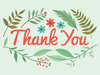 Thank You Postcard botanical cards flowers greeting illustration leaves lettering nature paper postcard thank you