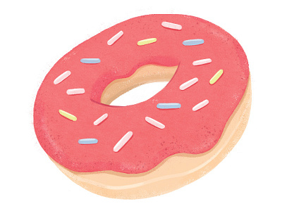Pink Doughnut doughnut gouache painting pink doughnut sprinkles