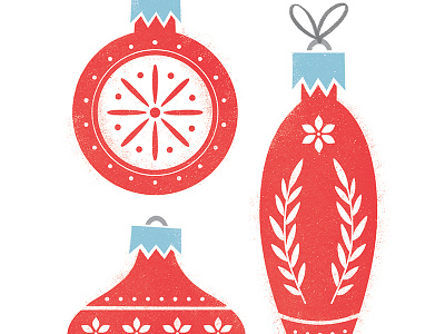 Illustrated Ornament Christmas Card christmas christmas bulbs christmas card christmas ornaments clean lines decor floral folk modern christmas ornaments scandinavian texture