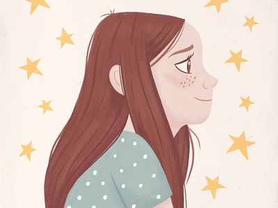 Girl with Freckles character design children illustration freckles girl gouache illustration profile stars women