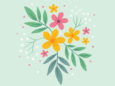 Spring Flowers design drawn floral flowers gouache illustration pattern plants print surface design
