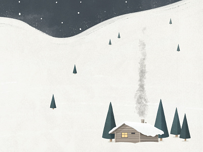 Cabin In the Snow cabin cold gouache illustration landscape natural painting smoke snow texture tree winter