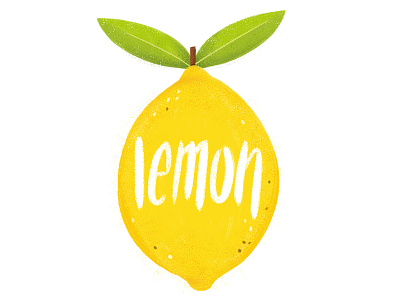 Lemon food fruit gouache illustration lemon lettering painting yellow
