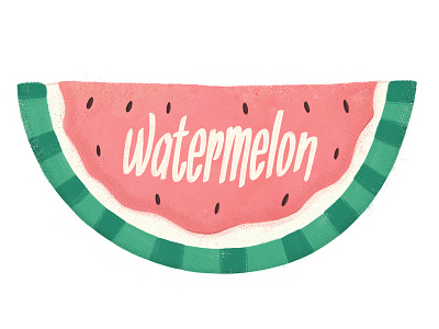 Watermelon food fruit gouache illustration lettering painting watermelon