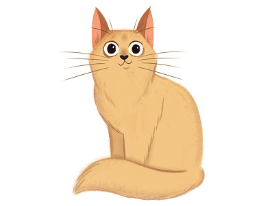 Sitting Cat bushy tail cat character design cute illustration kitty painting pet tan