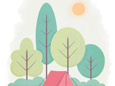 Camping camping design flat forest illustration painting sun tent texture tree