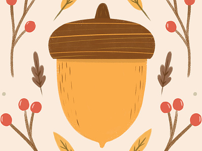 Acorn acorn autumn design fall leaves nature orange painting pattern print seasons texture