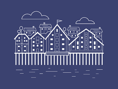 Historic Wharves city flat icons identity illustration landscape line style wharves