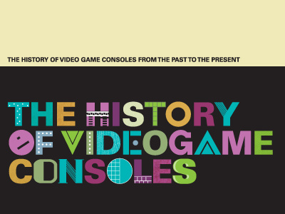The History of Video Game Consoles Cover booklet donkey fun game art illustration kong man neon pac print design tetris texture typography video games