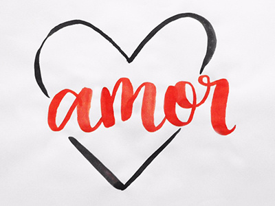 Watercolor lettering - amor brushlettering handlettering handtype lettering paint type watercolor