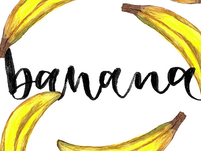 banana art banana bananas brush brushlettering design draw fruit handlettering handmade handtype illustration lettering paint posca type watercolor