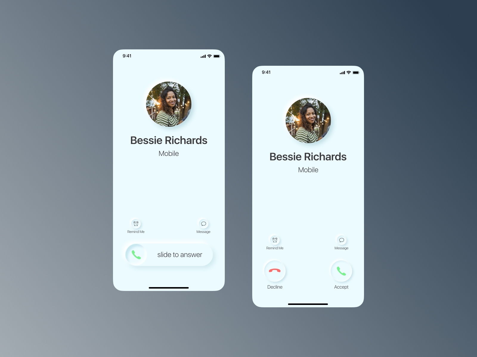 Redesign iPhone Incoming Call in Neumorphism Style by Gafenco Valeriu