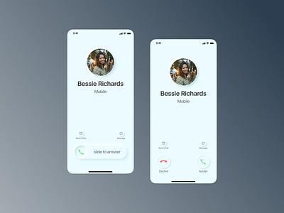 Redesign iPhone Incoming Call  in Neumorphism Style