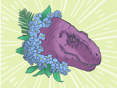 T-Rex and Flowers dinos and flowers series dinosaurs flowers illustration work in progress