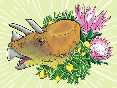 Triceratops and Flowers