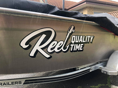 Reel Quality Time - boat decal adobe illustrator boat decal boat name boat sticker decal logo vector vector graphics vinyl sticker