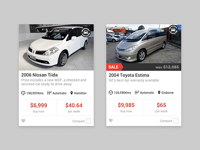 Used Car Cards cards material design ui design used cars vehicle list view