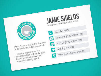 Enjoy Graphics Business Card brand business card enjoy graphics jamie shields logo self promotion