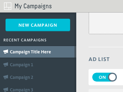 Specless Campaign Manager advertising ui web application
