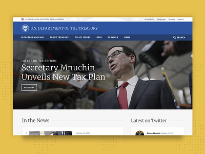 U.S. Department of the Treasury federal government homepage landing page politics treasury usa web design