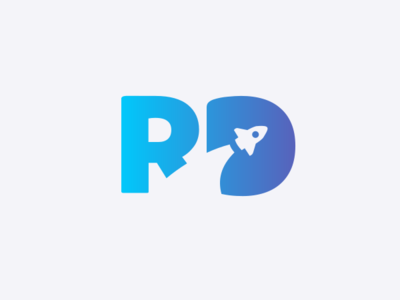 Reator Digital Logo blue branding brazil gradiant icon idea logo rd rocket rocket launch rocket logo