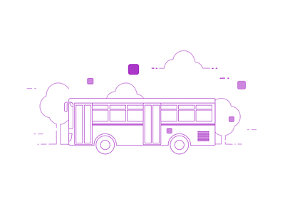 Last Bus Station bus design drowning icon illustration purple square tree