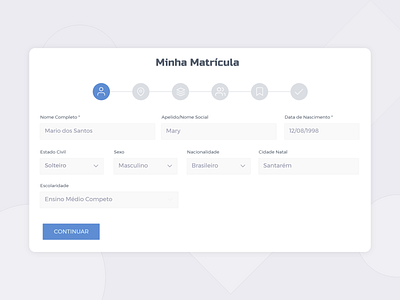 Wizard Form app blue and white card card form design flat form form design form field icon minimal step step by step ui ux web web design webdesign website wizard