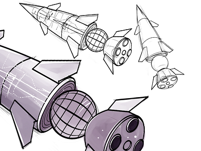 Rocket Concept Sketches drawings illustration linear drawing product design sketch