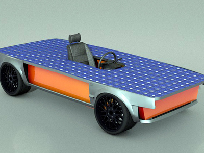 Hydrofuel Solar Car Design 3d renderings graphics mockups product design