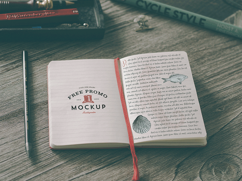 Free Hip Notebook Mock-up animation doodle free hip hipster insignia logo mockup notebook wood