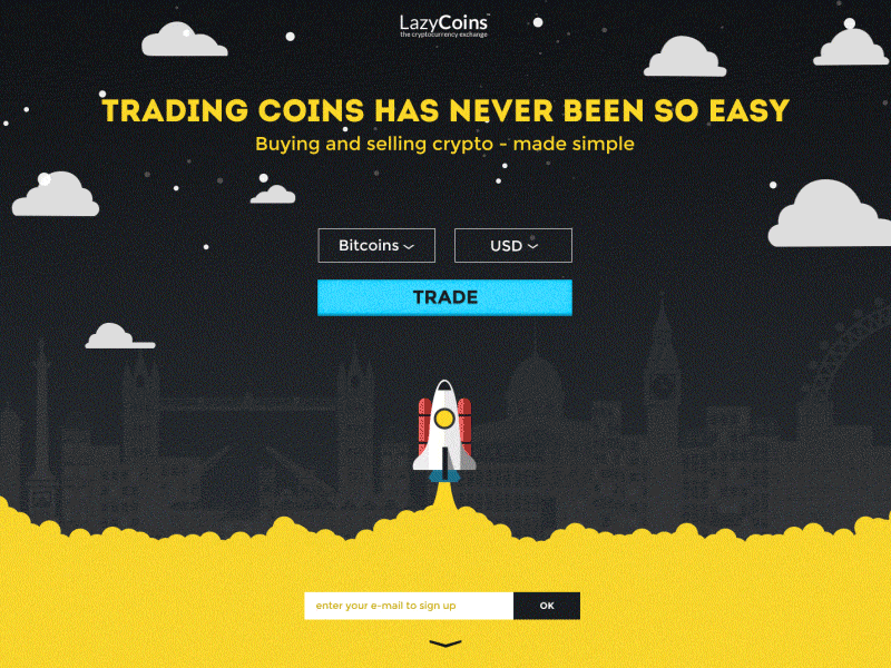 LazyCoins full site animation animation bitcoin colorful flat fullscreen icons landing promo rocket scroll web design website