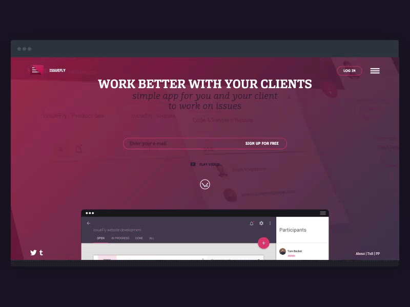 IssueFly website animation