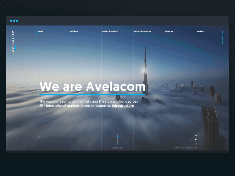 Avelacom landing page after effects animation interactive landing site ui ux web web animation