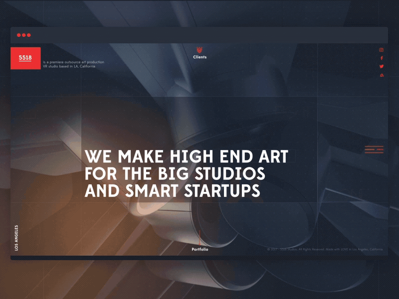 5518 Studio Website 3d animation full screen interactive portfolio site studio trendy ui ux web website