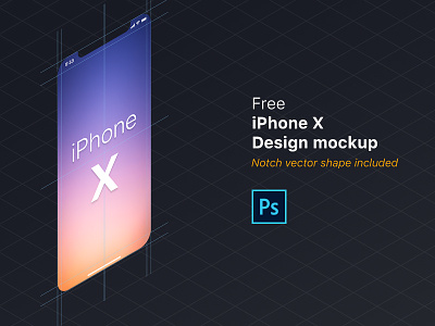 Free iPhone X design mockup (PSD) design file free freebie iphone mockup notch photoshop psd shape vector