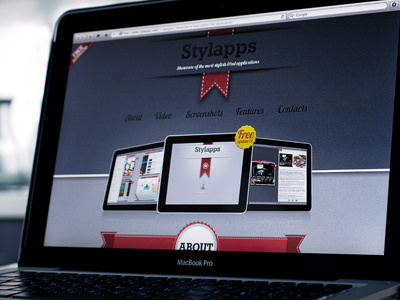 Stylapps website app dark ipad macbook promo ribbon site stylapps texture website