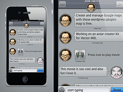 Chat app chat circle design grey iphone ui