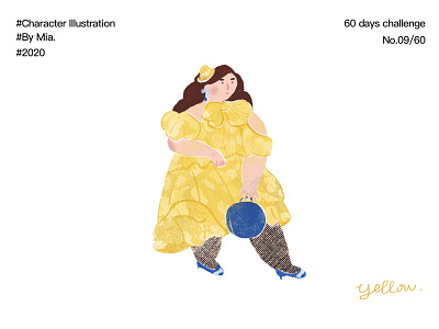 The 60-day character illustration challenge No.09/60 Yellow art blue cartoon character clothing colour drawing illustraion paperdoll sketch visual design yellow