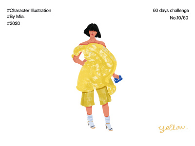 The 60-day character illustration challenge No.10/60 art character colour design drawing girl illustraion pencil sketch visual design yellow