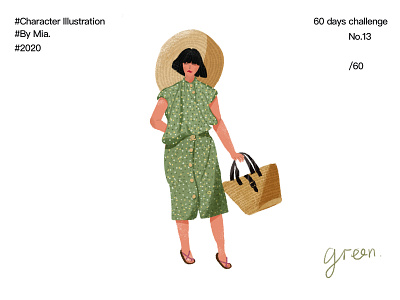 The 60-day character illustration challenge No.13/60 art artwork clothing colour daily 100 challenge design drawing green illustraion pencil sketch visual design