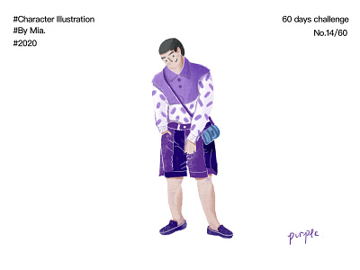 The 60-day character illustration challenge No.14/60. art character clothing colour design illustraion pencil purple sketch visual design