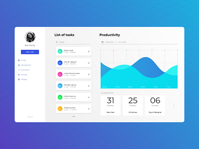 First Dashboard design dashboard gradient graphic management productivity todo app ui ux web