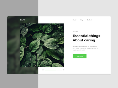 NATR. - main page design blur design green hero leaves nature rebound slider ui ux web