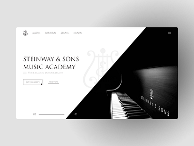 Steinway & Sons - Music Academy black white black and white brand classic design landing page piano ui ux web