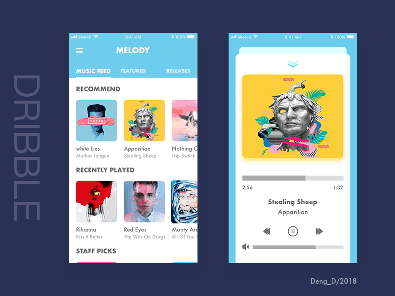 Music player interface design app design interface ios sketch ui