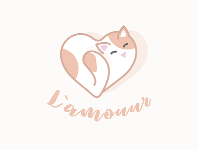 L'amouuur cat heart illustration love valentine valentine day valentines day warm